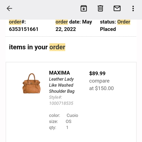 MAXIMA Leather Lady Like Washed Shoulder Bag Couo - Picture 9 of 9